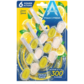 Очищающий блок для унитаза Astonish Foam & Fresh Lemon Splash triple pack