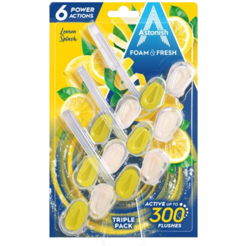 Очищающий блок для унитаза Astonish Foam & Fresh Lemon Splash triple pack