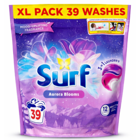 Капсулы для стирки Surf Aurora Blooms 3-в-1, XL Pack, 39 стирок