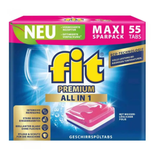 Таблетки для посудомоечных машин Fit Premium All in 1, 55 шт
