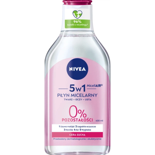 Нежная мицеллярная вода NIVEA для сухой кожи лица, глаз и губ, 400 мл