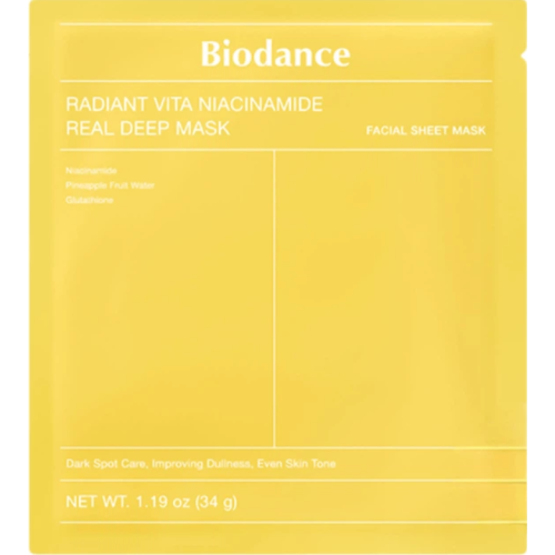 Гідрогелева маска Biodance Radiant Vita Niacinamide Real Deep Mask з ніацинамідом та ананасовою водою, 1 шт