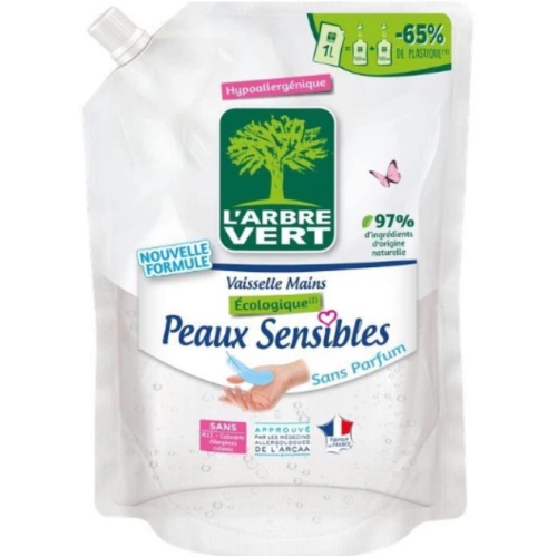 L'Arbre Vert Рідина для миття посуду Sensitive запасний блок 1 л