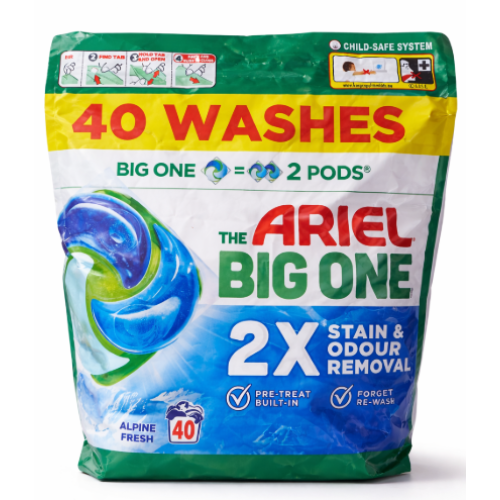 Капсулы для стирки Ariel The Big One Alpine Fresh, 40 стирок