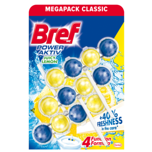 Подвесной блок для унитаза BREF Power Aktiv Лимон, 3 × 50 г