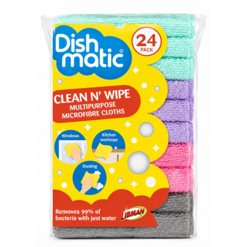 Універсальні серветки з мікрофібри Dishmatic Clean N’ Wipe, 24 шт