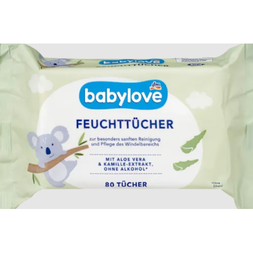 Дитячі вологі серветки Babylove Feuchttücher, 80 шт