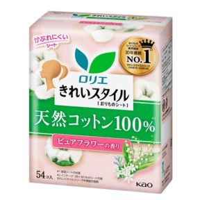 Ежедневные прокладки KAO Laurier Kirei Style из натурального хлопка с ароматом Pure Flower, 54 шт
