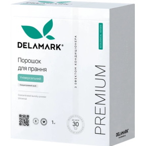 Концентрований безфосфатний пральний порошок Delamark Premium Line Universal з ефектом кондиціонера, 1 кг