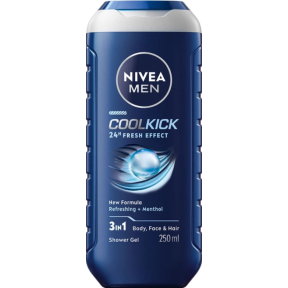 Гель для душа NIVEA MEN Cool Kick Заряд свежести для тела, лица и волос 250 мл