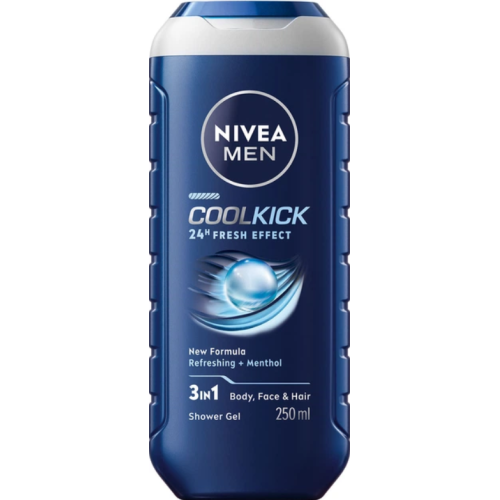 Гель для душа NIVEA MEN Cool Kick Заряд свежести для тела, лица и волос 250 мл