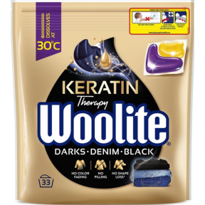 Капсулы для стирки Woolite для чёрных и джинсовых тканей с Кератином, 33 стирки