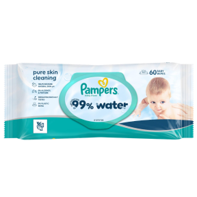 Вологі серветки для дітей Pampers 99% Water, 60 шт.