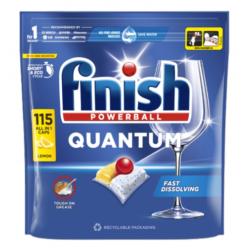 Капсулы для посудомоечной машины, Finish Quantum All in 1 Lemon, 115 шт.