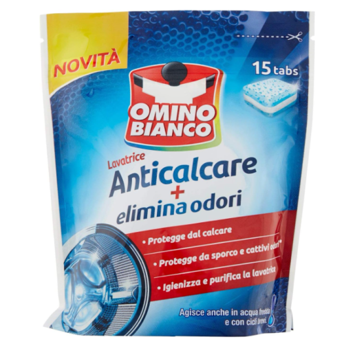 Таблетки для стирки Omino Bianco Anticalcare + Elimina Odori, 15 шт