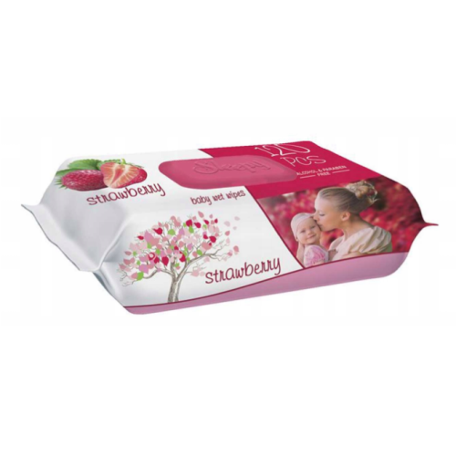 Вологі серветки з клапаном Sleepy Полуниця, 120 шт