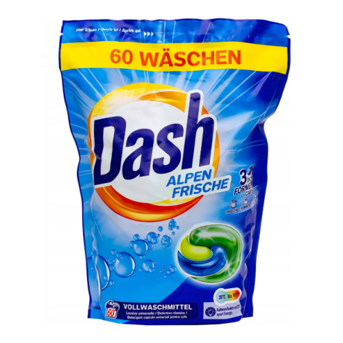 Dash 3в1 капсулы для стирки универсальные Alpen Frische, 60 шт