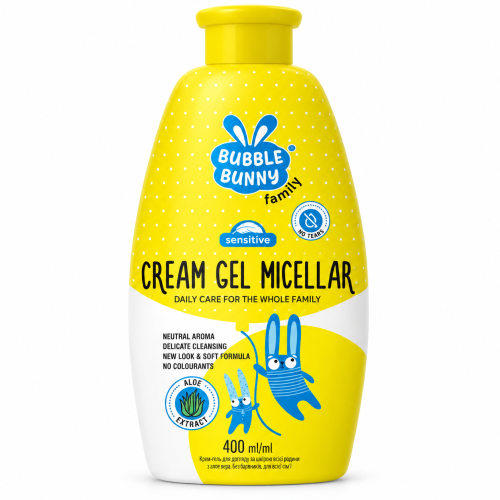Мицеллярный крем-гель для душа Bubble Bunny Sensitive с алоэ, 400 мл