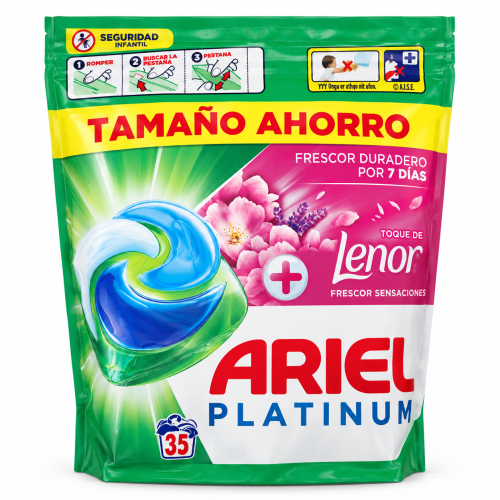 Капсулы для стирки Ariel Platinum + Lenor Frescor Sensaciones, 35 штук
