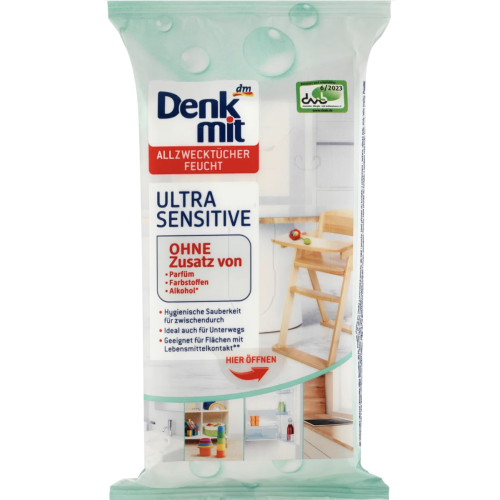 Влажные салфетки для уборки Denkmit Allzwecktücher Feucht Ultra Sensitive, 50 шт