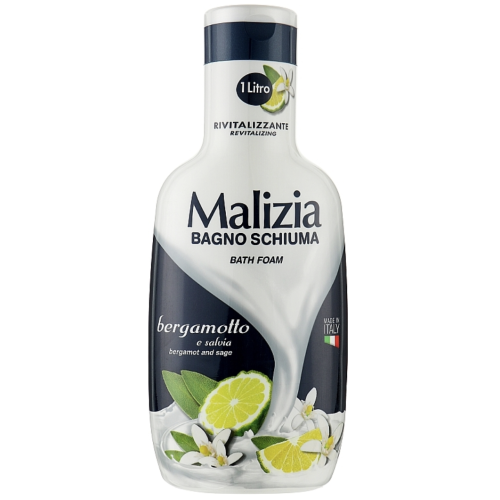 Гель-пена для ванны и душа Malizia Bagno Schiuma Bergamotto E Salvia, бергамот и шалфей, 1000 мл