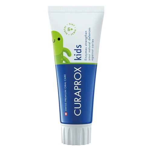 Зубная детская паста Curaprox Kids Mint Toothpaste ферментная со свежим вкусом сладкой мяты, 60 мл