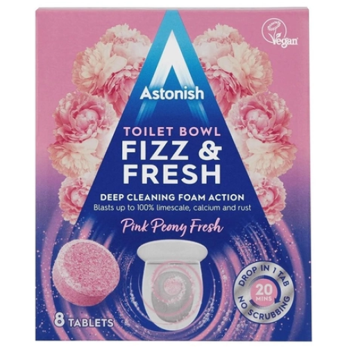 Таблетки для мытья унитаза Astonish Fizz&Fresh Розовый Пион 8 шт.