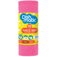 Універсальні рушники для прибирання Dishmatic Tear N Wipe рожеві, 10 шт 