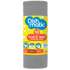 Универсальные полотенца для уборки Dishmatic Tear N Wipe серые, 10 шт