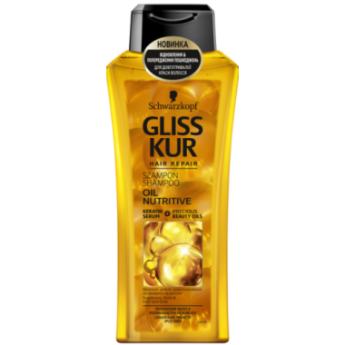 Шампунь Gliss Kur Oil Nutritive для сухого, пошкодженого волосся з посіченими кінчиками, 400 мл