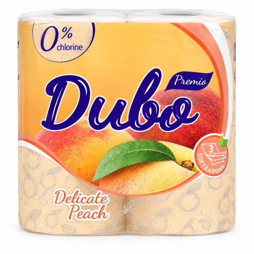 Туалетний папір Диво Premio Delicate Peach, тришаровий, 4 рулони