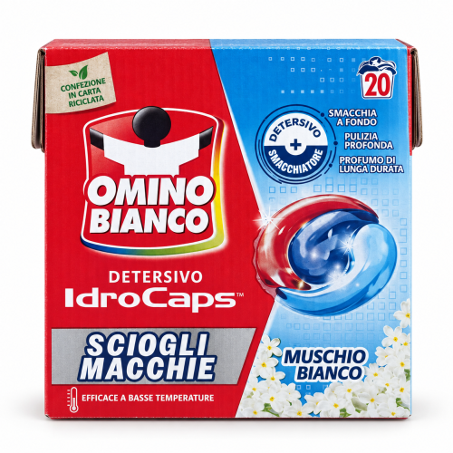 Капсули для прання Omino Bianco IdroCaps Sciogli Macchie з ароматом білого мускусу, 20 штук