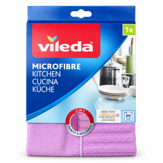Салфетка кухонная из микрофибры Vileda Microfibre Kitchen 2 in 1, 32×32 см, 1 шт.