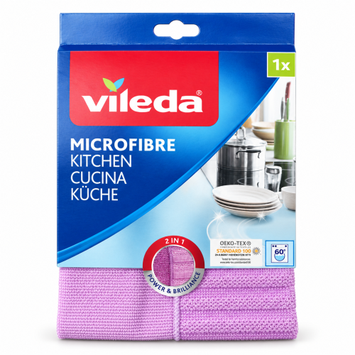 Серветка кухонна з мікрофібри Vileda Microfibre Kitchen 2 in 1, 32×32 см, 1 шт.