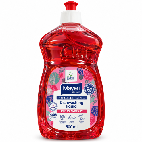 Гіпоалергенний засіб для миття посуду Mayeri All-Care Red Cranberry Червона журавлина, 500 мл