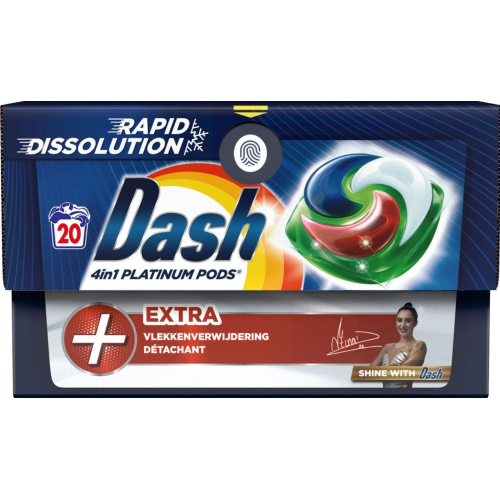 Капсулы для стирки Dash Platinum Detergent Pods with Extra Cleaning Power, 20 шт
