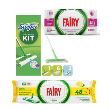 Набор для уборки "Швабра Swiffer + Салфетки Fairy"