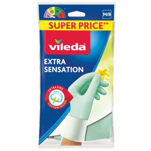 Латексные перчатки для деликатных работ Vileda Extra Sensation размер М