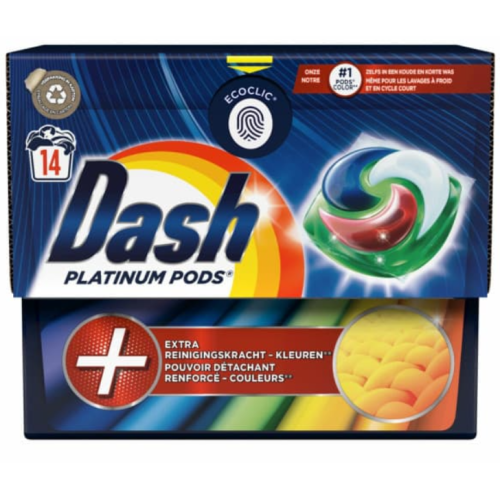 Капсулы для стирки для цветного белья Dash Platinum 4in1, 14 шт.