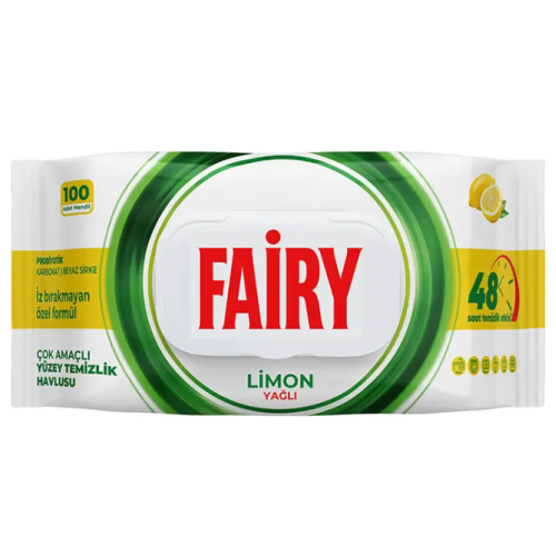 Влажные салфетки для очистки Fairy с ароматом лимона, 100 штук