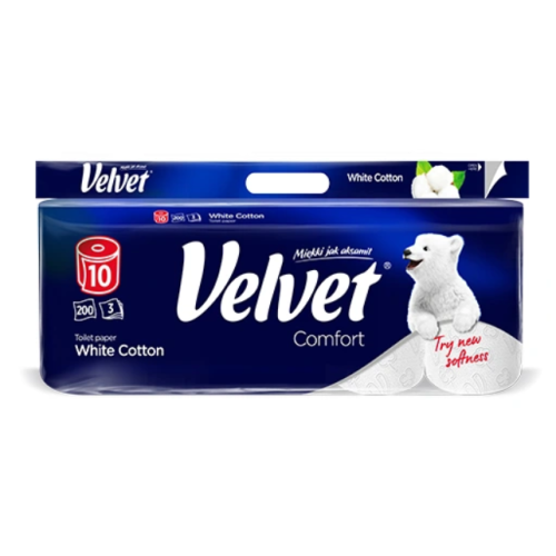 Velvet туалетная бумага White Cotton, 10 рулонов