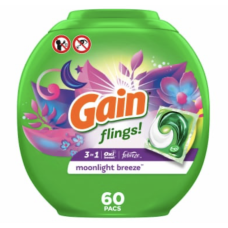 Капсули для прання Gain Flings! 3 in 1 Oxi + Febreze Moonlight Breeze, 60 шт.