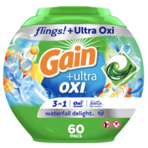 Капсули для прання Gain Flings! + Ultra Oxi Waterfall Delight, 60 шт.