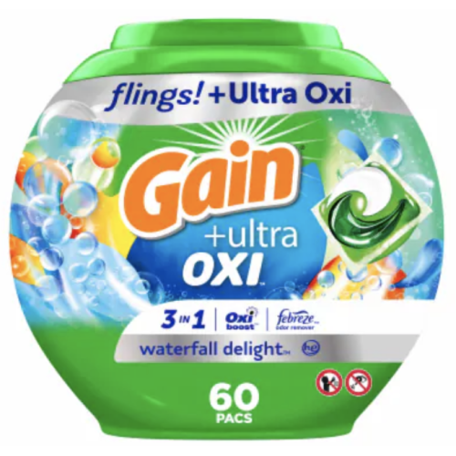 Капсули для прання Gain Flings! + Ultra Oxi Waterfall Delight, 60 шт.