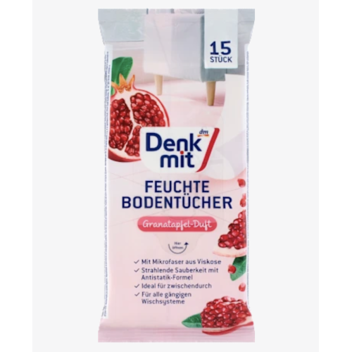 Вологі серветки для підлоги Denkmit Feuchte Bodentücher Granatapfel-Duft, 15 шт.