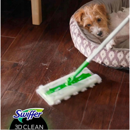 Швабра Swiffer 3D Dust Catcher Mop Starter Kit 4 сухие 3D салфетки 2 влажные салфетки
