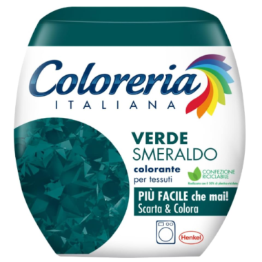 Фарба для одягу в пральну машину (смарагдовий) Coloreria Italiana Verde Smeraldo, 350 гр