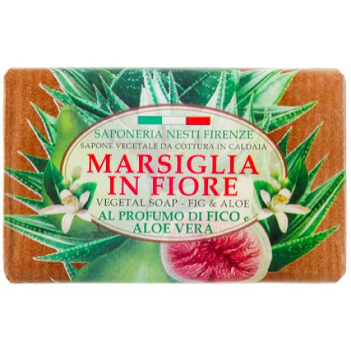 Натуральное марсельское мыло Nesti Dante Marsiglia в Fiore Fico и Aloe Vera, Инжир и Алоэ, 125 г
