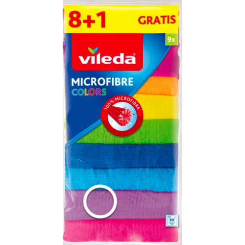 Салфетки из микрофибры Vileda Microfibre Colors, 9 шт, 30х30см