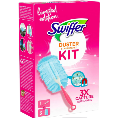 Щетка магнит для сбора пыли Swiffer duster Pink, пипидастр с 3-мя сменными насадками розовый
